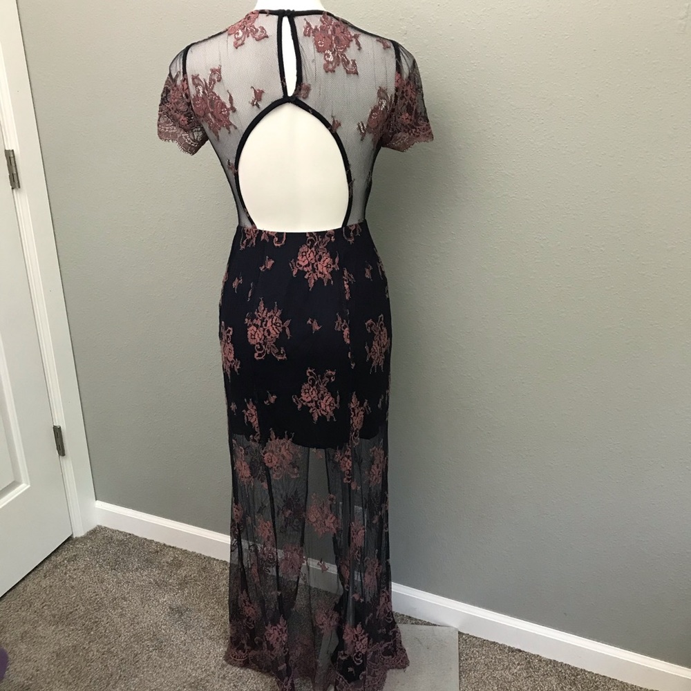 New! Lovers + Friends Mesh Lace Maxi Navy dress - Picture 6 of 9